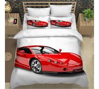 Voiture de Sport Housse de Couette 140x200cm,Voiture de Formule avec Le thème Automobile Sport motorisé Moteur Puissant Parure de Lit 3D Modern Racing Auto,1 Personne Housse Couette Enfants Garçons
