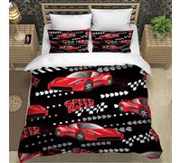 Voiture de Sport Housse de Couette 220x240cm,Voiture de Formule avec Le thème Automobile Sport motorisé Moteur Puissant Parure de Lit 3D Modern Racing Auto,2 Personne Housse Couette Ado Garçons Adulte