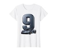 Voiture de Sport numéro 9 Anniversaire véhicule de Course Enfant 9ème Auto T-Shirt Graphique avec Valeur