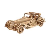 Voiture de sport souris rapide ? Maquette en bois à construire, puzzle 3D mécanique à moteur à ressort brown TU