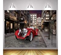 Voiture de Sport Vintage des années 1920, Rue des années folles, Toile de Fond de Film Noir, thème Gatsby, Costume rétro, Portrait, Photographie 240cmx180cm