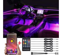 Voiture Décoration Intérieure Atmosphère Lumière Rgb Télécommande App Contrôle Kit D'éclairage Intérieur De Voiture Avec 8 Couleurs, Étanche, Bande Néons D'ambiance Pour Voiture 1w Dc12v
