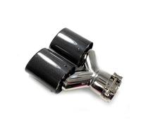 Voiture Double Embout D'échappement Silencieux D'échappement Double Universel En Acier Inoxydable Style En Fibre De Carbone Brillant Accessoires De Voiture Modification(ID 51mm-OD 76mm)