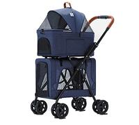 Voiture double étage 3 en 1 multifonction pour chats - Poussette pliable pour petits chiens - À clipser sur l'avant - Pour 2 chiens