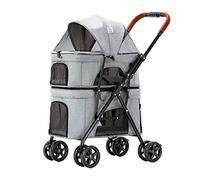 Voiture double étage 3 en 1 multifonction pour chats - Poussette pliable pour petits chiens - À clipser sur l'avant - Pour 2 chiens