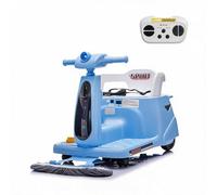 Voiture électrique 2 en 1 12 V pour enfant avec fonction essuyage | Télécommande parentale 2,4 GHz, serpillère amovible, lumières LED, musique via USB, ceinture de sécurité, intérieur