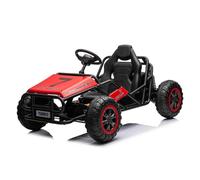 Voiture électrique 24V Sport-CART, Rouge, Roues Souples en EVA, siège en Simili-Cuir, Roues antidérapantes, Moteur 2 x 50W, Batterie 24V, Construction Massive en métal