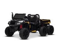 Voiture électrique agricole RIDER 6X6 24V avec transmission intégrale 4x 200W, deux places, noir, batterie lithium, roues EVA, siège double en similicuir, essieux avec suspension, télécommande 2,4 GHz