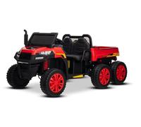 Voiture électrique agricole Rider 6X6 24V avec Transmission intégrale 4X 200W, Deux Places, Rouge, Batterie Lithium, Roues EVA, siège Double en Similicuir, essieux avec Suspension, Bluetooth