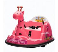 Voiture Électrique Auto-Tamponneuse Enfant 2-5 Ans - Forme Girafe - Rotation 360° - Télécommande - LED, Musique, Klaxon - Ceinture Sécurité - Antichoc - Chargeur Max 30kg