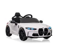 Voiture Électrique Enfant 12V Blanc Sous Licence BMW M4 avec Télécommandé, Vitesses 3 Km/h, LED et Musique pour Enfants 3+ An Blanc