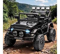 Voiture Électrique Enfant 12V - Quad avec Télécommande Parentale, 3 Vitesses, Phares LED, Klaxon, MP3, Ceinture Sécurité, sans Fil - Cadeau Fille Garçon 3-8 Ans, Noir