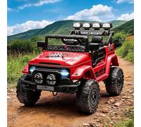 Voiture Électrique Enfant 12V - Quad avec Télécommande Parentale, 3 Vitesses, Phares LED, Klaxon, MP3, Ceinture Sécurité, sans Fil - Cadeau Fille Garçon 3-8 Ans, Rouge
