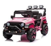 Voiture Électrique Enfant 12V - Télécommande 2.4G, Lumières LED, sans Fil, Ceinture De Sécurité, Double Moteur, pour 3-8 Ans, Rose