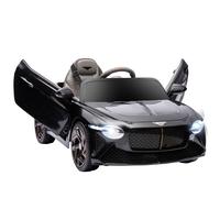 HOMCOM Voiture électrique pour enfant de 3 à 5 ans, 2 moteurs 12V 25W, 3-5 Km/h, télécommande 2,4G, MP3, klaxon, 2 phares et 2 feux arrière, roues suspendues, 2 portes ouvrables, Bentley Bacalar, noir
