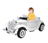 Voiture Électrique Enfant dès 3 Ans, Rétro 12V, 2x40W, Télécommande, Blanc | Véhicule Électrique Enfant, 2 Vitesses Jusqu'à 6 km/h, Suspension Arrière, 3 Phares LED, Bluetooth, USB, Autonomie 40-60 Min