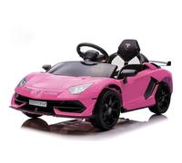 Voiture Électrique Enfant Lamborghini Aventador SVJ sous Licence, 12V 25W*2 Moteurs, Télécommande 2.4G, Démarrage Progressif, Phares LED, Bluetooth, 3-8 Ans, Vitesse Max 5 Km/h, (Rose)