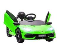 HOMCOM Voiture électrique pour Enfants, Licence Lamborghini Aventador SVJ, 12V avec Portes Papillon, télécommande LED, Musique, USB, Vitesse 3-5 Km/H, Vert