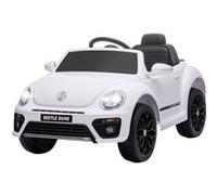 AIYAPLAY Voiture électrique enfants sous licence Volkswagen Beetle, véhicule électrique 12V avec télécommande 2,4G, suspension à ressort, phares, musique, klaxon, voiture pour enfants 3 à 5 ans, blanc