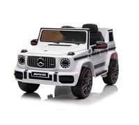 Voiture Électrique Enfant sous Licence Mercedes G63 AMG, Véhicule Électrique 12V, Télécommande de Voiture Électrique / 2+1 Vitesses/Klaxon/LED/Musique/USB, pour Garçons, Filles (Blanc)
