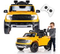 Voiture électrique enfant Sun Baby Ford Raptor 12V pour enfants, 2x30W, télécommande, MP3, éclairage LED, jaune