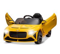 Voiture Electrique Enfants 1 Places 12V-Bentley Licensed,avec Télécommande Parentale,Quad électrique Enfant avec Bluetooth,Musique,Phares LED,Klaxon,Véhicule Tout-Terrain pour Enfants 3-8 Ans(Jaune)