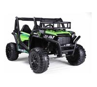 Voiture électrique enfants 2 places Buggy UTV avec télécommande 2,4 GHz, verte, Batterie lithium, lumières LED, lecteur MP3/USB/SD