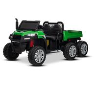 Voiture électrique Enfants 24V 2 Places 4x4 agricole Rider avec Transmission intégrale 4X 200W, Verte, Batterie Lithium, 6X6 Roues EVA, siège Double en Similicuir, essieux avec Suspension, Bluetooth