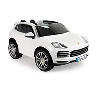 Voiture Électrique Enfants +3 Ans Porsche Cayenne S a Batterie 12V - Accélérateur à Pédale + Télécommande + Marche Arrière + Lumières LED + Sons + 6 km/h + Blanc - INJUSA