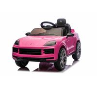 Voiture électrique Enfants Porsche Cayenne 12V sous Licence, Rose, siège Large, Batterie Lithium, Moteurs 25W Traction arrière, Suspension, télécommande parentale 2,4 GHz, MP3/USB/AUX, Feux LED