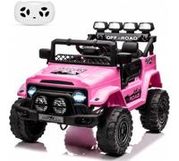 Voiture Électrique pour Enfants 12V à Deux Places, Télécommande Parentale 2,4G, Trois Vitesses Réglables, Démarrage Progressif, Suspension à Ressort, Musique Bluetooth LED, 3-8 Ans, Rose