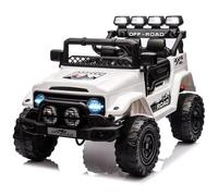 Voiture Électrique pour Enfants 12V à Deux Places, Télécommande Parentale | Trois Vitesses Réglables, Démarrage Progressif, Suspension à Ressort, Musique Bluetooth LED, 3-8 Ans, Blanc
