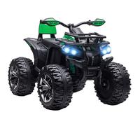 HOMCOM Voiture 4x4 Quad Buggy électrique Enfant 12 V 5 Km/h Max. Effets Lumineux sonores Selle avec Dossier Porte-Bagage Avant métal PP Vert Noir