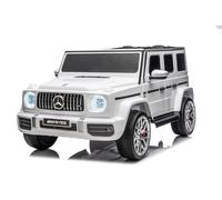 Voiture électrique pour Enfants Mercedes-Benz G63 AMG 4x4, Deux Places, 24V, Blanche, Lecteur MP3 avec Connexion USB/AUX et Bluetooth, Transmission 4x4, Batterie Lithium, Roues EVA avec Suspension