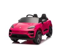 Voiture électrique pour Enfants Porsche Macan 12V sous Licence, avec Propulsion arrière (siège Unique), Rose, Batterie au Lithium, siège Large, essieux avec Suspension, télécommande 2,4 GHz, Feux LED