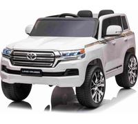 Voiture électrique pour enfants Toyota Landcruiser 12V, BLANC, siège en similicuir, batterie 12V/7AH, portes ouvrantes, moteur 2 x 35W, télécommande 2.4GHz, roues souples EVA, suspension, démarrage en