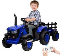 Voiture électrique Tracteur Enfants 12V Remorque Amovible Double Moteur 35W,bleu ,18 mois et plus,30 kg