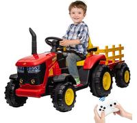 Voiture électrique Tracteur Enfants 12V Remorque Amovible Double Moteur 35W,rouge ,18 mois et plus,30 kg