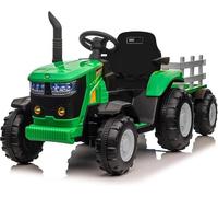 Voiture électrique Tracteur Enfants 12V Remorque Amovible Double Moteur 35W,Vert ,18 mois et plus,30 kg