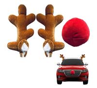 Voiture en bois de renne - Tissu en peluche doux, sangles de fixation réglables, accessoire de vacances léger, couleurs saisonnières vibrantes, amélioration ludique du véhicule festif | prise en charg