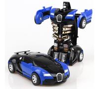 Voiture En Plastique Pour Enfant Garçon, Jouet À Inertie, Robot À Transformation Et À Déformation Par Collision Jaune, Modèle Cadeau