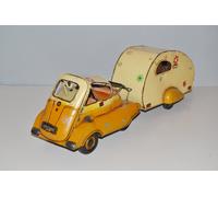 Voiture en Tôle Nostalgie Modèle Ancienne Marque BMW Isetta Caravane L 53cm