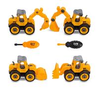 Voiture Enfant 2 Ans Bébé Pelle Véhicules de Construction 4 en 1 Ensemble pour 1 2 3 4 Ans Garcon Filles, DIY Tracteur Engins de Chantier, Jouet de Sable Excavatrice Camion Pelleteuse avec Tournevis