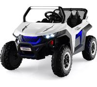 Voiture enfant 2 places 12 V avec musique et phares 118 x 74 x 71 cm - Blanc