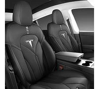 Voiture Ensembles Housses Siège Cuir sur Mesure, pour Tesla Model Y 2021 2022 2023 Car Seat Cover Sets Sièges Avant Arrière Surround Complet Protection Accessoires,Blackstyle