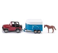 Siku Jeep remorque pour chevaux 1651, métal/plastique, multicolore, 1 figurine, clapet ouvrable