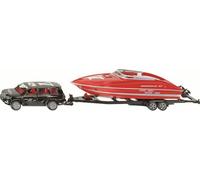 siku 2543 - Voiture avec Bateau, 1:55, Métal/Plastique, Noir/Rouge, Bateau Flottant