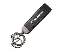 Voiture Key Chain Cuir pour Alpina Voiture Porte-Clés Porte Clef Multifonction Porte Étanche Anti-Rayures Clef Voiture Accessoire,Black-A