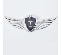 Voiture Logo pour Tesla Model 3 Roadster Model S X 2018-2021, 3D Edition Stickers en Métal Décoratif pour Voiture Autocollant Drôle Car Styling Décoration Accessoires,Silver