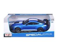 Bburago 1/18 Ford Shelby Mustang GT500 Édition Spéciale - Voiture Miniature Bleue et Blanche avec détails réalistes, pour Les Enfants à partir de 3 Ans, stimule l’Imagination